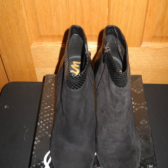 Sam Edelman Shay Women Leather Ankle Black Boots Block Heel - Picture 2 of 6